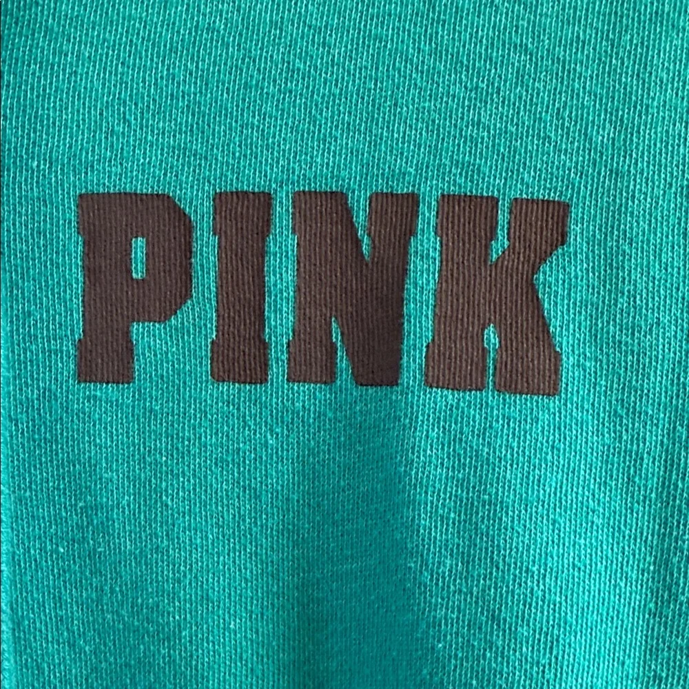 Victoria's Secret PINK Teal Zip-Up Hoodie with Silver Zipper